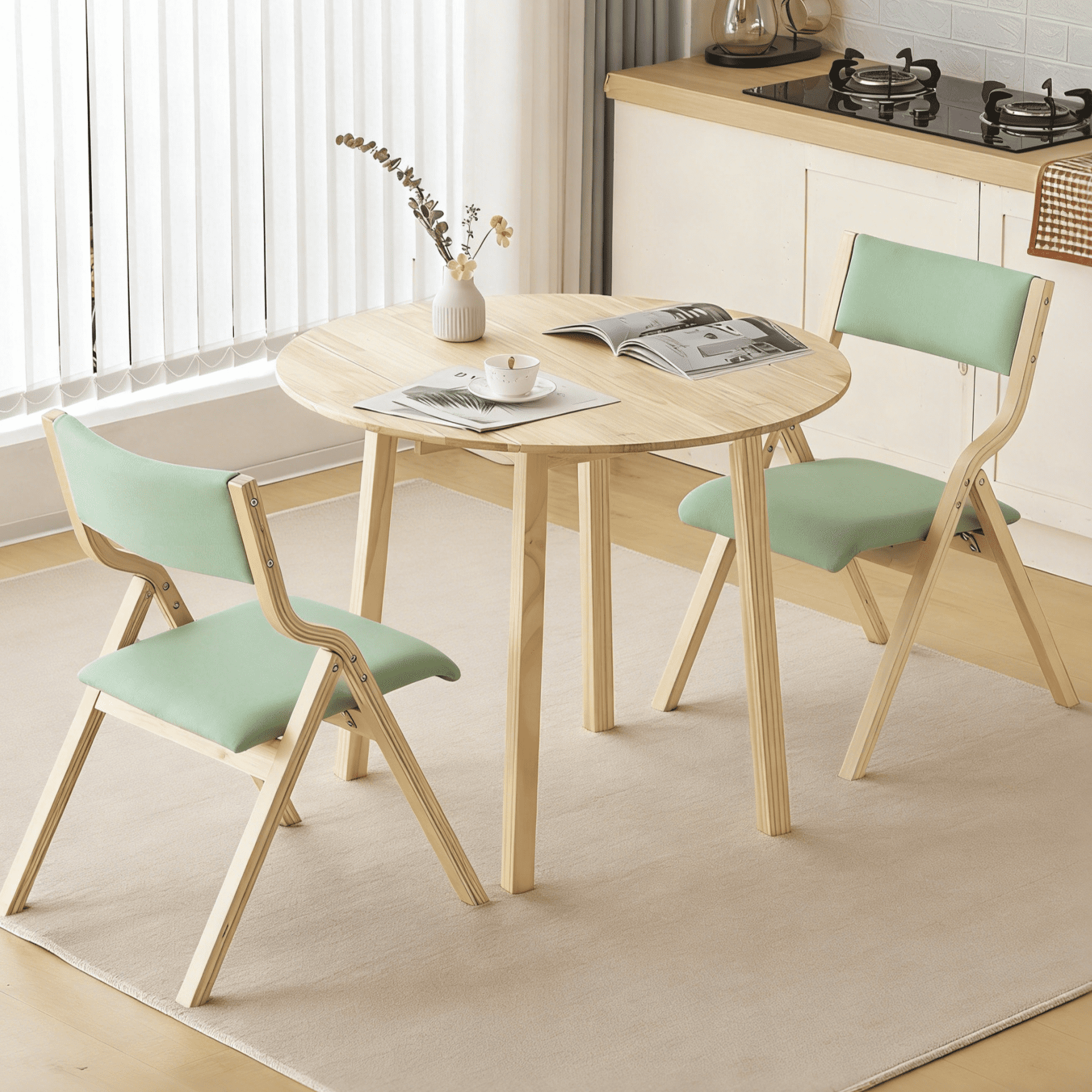 Ktaxon Dining Table with 2 Drop Leaf, 36" Modern Round Kitchen Table for 2~4, Breakfast Table for Small Space, Dining Room, Kitchen, Oak