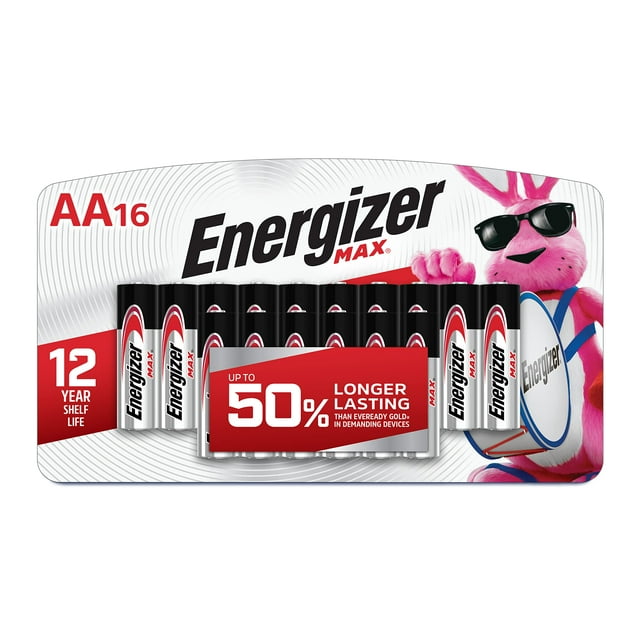 Batería alcalina Energizer Max Double A, paquete de 16