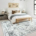 thumbnail image 5 of Balacho Flame Resistant Gray Boho Floral Area Rug Living Room Carpet, 5' x 8', 5 of 7