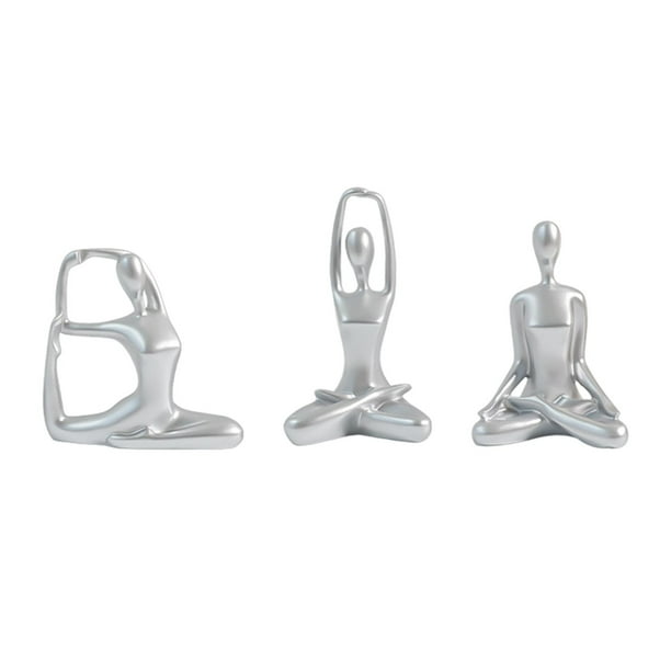 3 piezas de estatuas de yoga para mujeres, figuras de yoga, esculturas creativas modernas de yoga para Plata