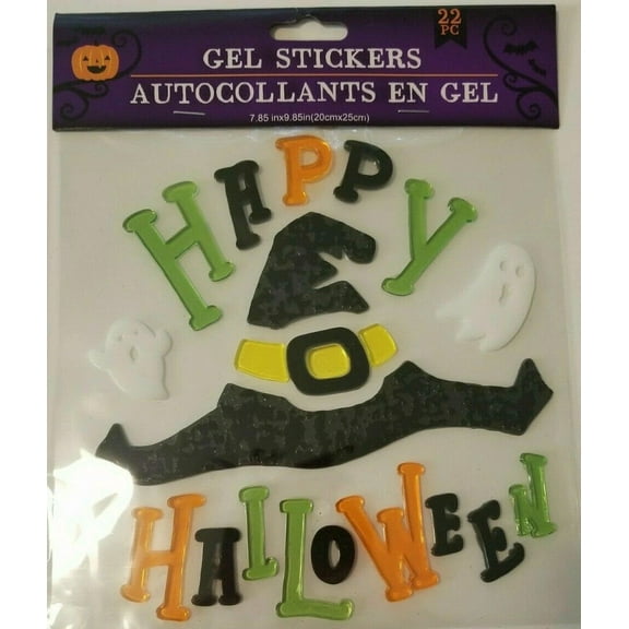 New Happy Halloween 22 Pc Window Sticker Gel Clings Decor Witches Hat Ghosts!