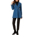 thumbnail image 2 of INSPIRE CHIC Women's Lapel Collar Buttoned Outwear Elegant Work Notch Trench Winter Coat M Grey Blue, 2 of 6