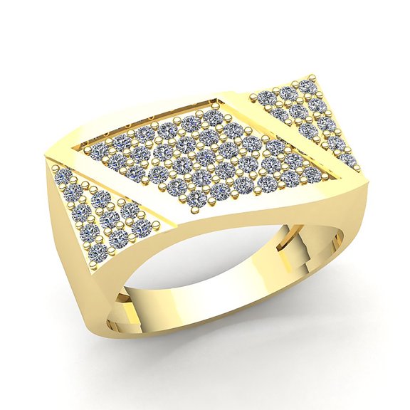 Genuine 2carat Round Cut Diamond Mens Cluster Vintage Anniversary Engagement Ring Solid 18K Rose, White or Yellow Gold G SI1