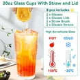 thumbnail image 6 of 2 Piece 20 oz Glass Cups with Lid and Straw,High Borosilicate Tumbler,  Iced Coffee Cup, Beer Glasses,Water Smoothie,Clear, 6 of 11
