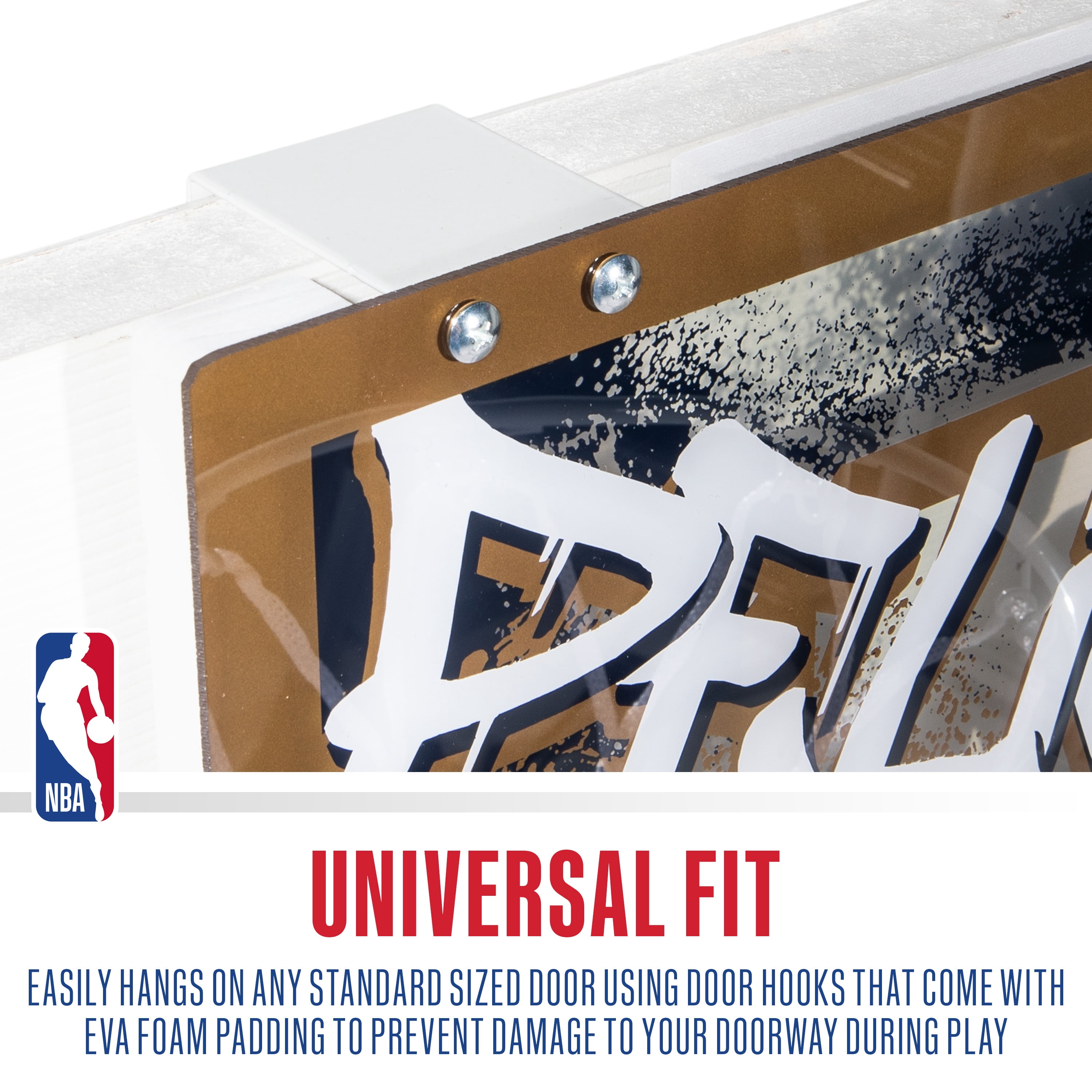 Franklin Sports NBA New Orleans Pelicans Over the Door Basketball Hoop - Kids Indoor Basketball Hoop with Mini Basketball - NBA Fan Shop Mini Hoop for Bedroom + Office - Over the Door Mini Hoop Set