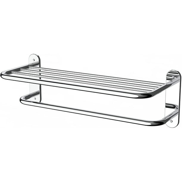 Fixsen 18'' Wall Mounted Bath Towel Shelf with Towel Bar, ChromePlated