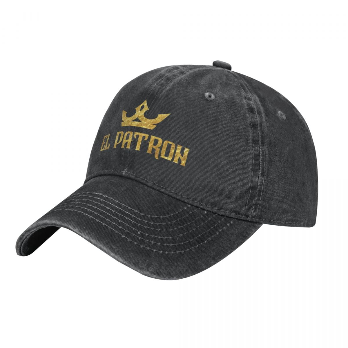 El Patron Denim Baseball Cap Gold Desgin Men Adult Custom Logo Hip