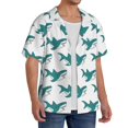 thumbnail image 2 of Fotbe Cartoon Shark Camisa Estampada de Manga Corta para Hombre, Casual de Verano, Estilo Playero, Sin Arrugas-3X-Large, 2 of 5