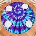 thumbnail image 2 of Purple Blue Tie Dye Spiral Pattern Round Fitted Tablecloth with Elastic Edge,Dining Table Cover Waterproof,Outdoor Round Tablecloth for Camping,Dining,Indoor and Outdoor, 2 of 7