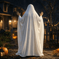 thumbnail image 5 of White Ghost Costume for Adults, Classic Ghost Sheet Costume with Eye Holes, Lightweight Full Body Sheet Ghost Costume for Halloween Party Cosplay, 5 of 9