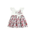 thumbnail image 2 of Toddler Baby Girls Matching Clothes, Fly Sleeve O-neck Bunny Flower Printed Jumpsuit/Dress, 2 of 10