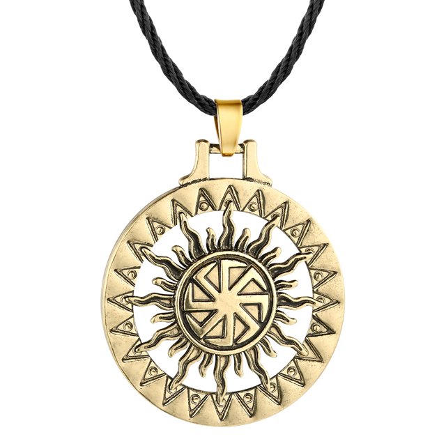 Eslavo Kolovrat colgante rueda amuleto y talismán pagano hombres mujeres collares joyería 2 piezas