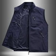 thumbnail image 4 of HOOMEUMY Mens Cargo Vest Classic Solid Coat Standing Collar Jacket Pocket Design Casual Workout Sleeveless Clothes Fashion 2025 Trendy Blue M, 4 of 9