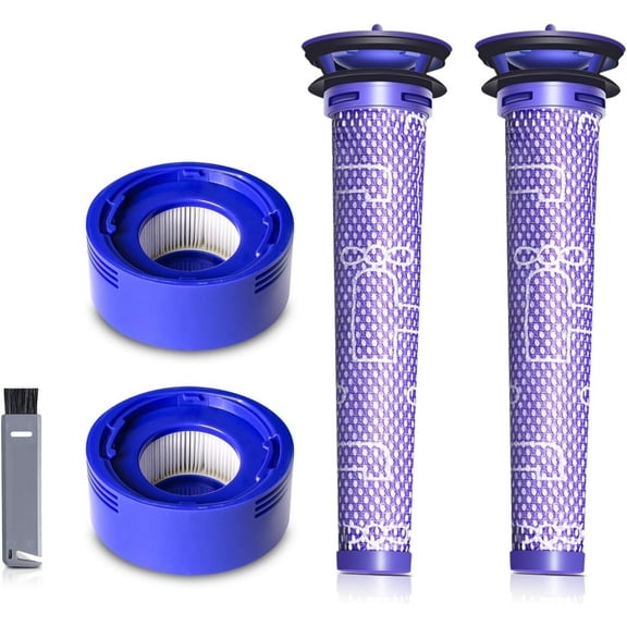 Vacuum Filter Replacement Kit for Dyson V7, V8 Animal, V8 Absolute & SV10 Cordless Vacuum - 4-Pack, Includes 2 Post Filters and 2 Pre Filters - Replaces Part # 965661-01 & 967478-01