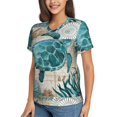 thumbnail image 2 of Zufioo Watercolor Sea Turtle Print Women's Classic V-neck T-shirt, V-neck Short-sleeved Tops Home Wear, Suitable for Daily Life, Work, Outdoors-XX-Large, 2 of 8