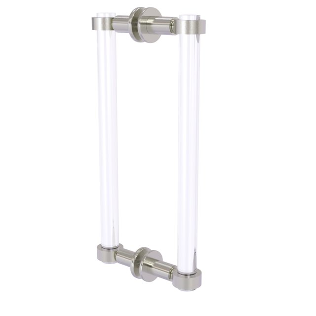 Tirador de puerta de ducha de 12 pulgadas espalda con espalda de Clearview Collection - Níquel satinado Allied Brass CV-406-12BB-SN