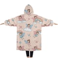 thumbnail image 2 of Oversized Wearable Blanket Hoodie,Light Pink Fairy Pattern Sherpa Blanket Hoodie with Super Pockets,Super Warm Fuzzy Pullover for Women & Men, 2 of 6