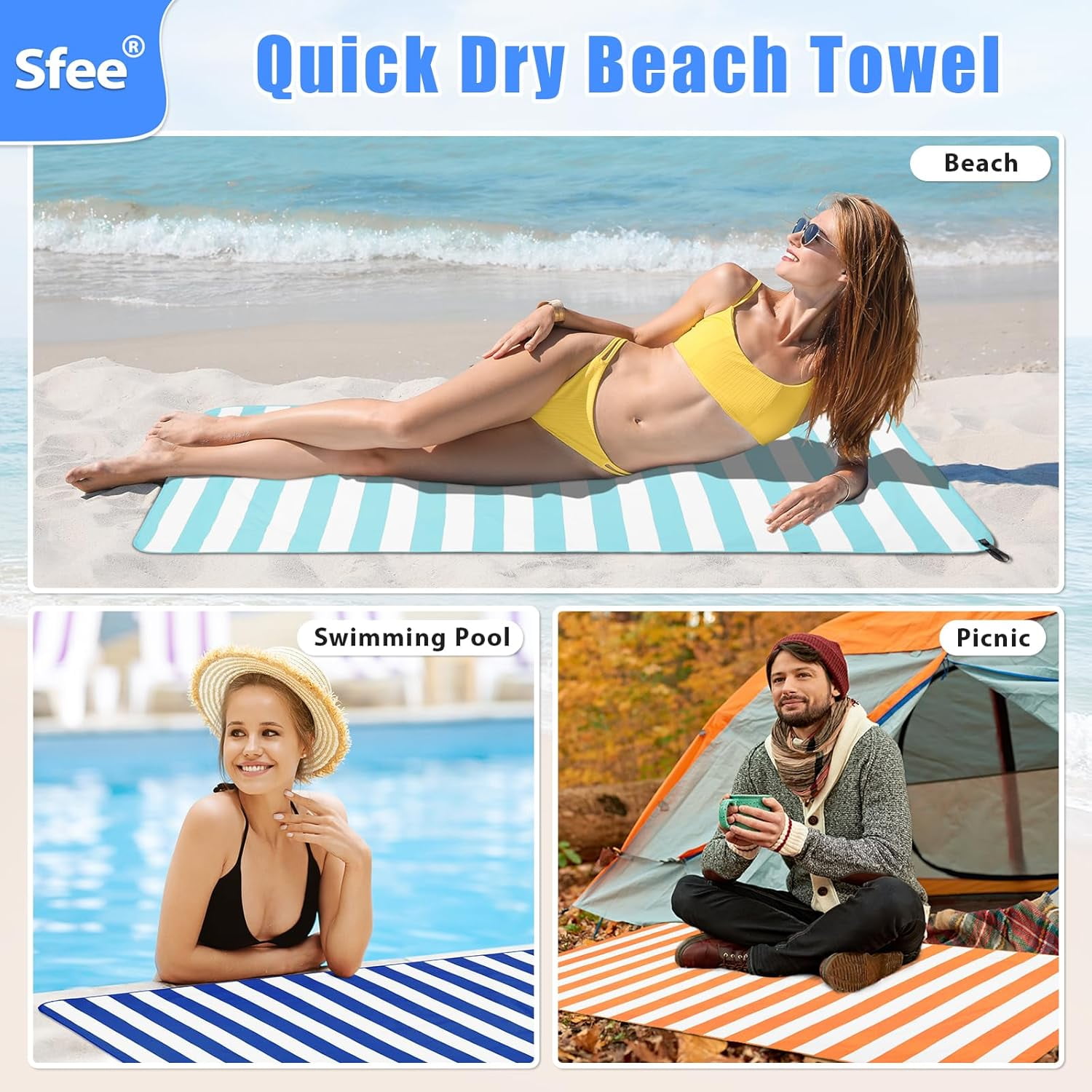 Serviette Microfibre Ultra-absorbée – Voyage, Gym, Camping, Séchage Rapide 24x12 Pouces Grise