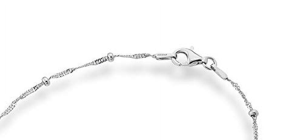 Miabella Italian 925 Sterling Silver Singapore Bead Chain Station Necklace for Women, Made in Italy (24 Inch)