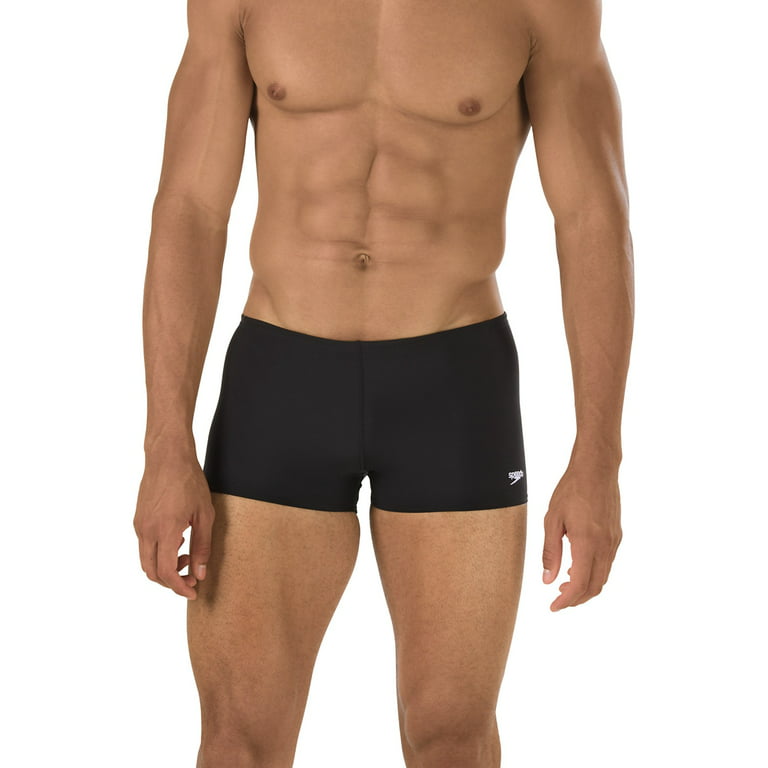Men's Speedo 805016 Endurance Square Leg Swim Trunk (Speedo Black 36 Waist)  