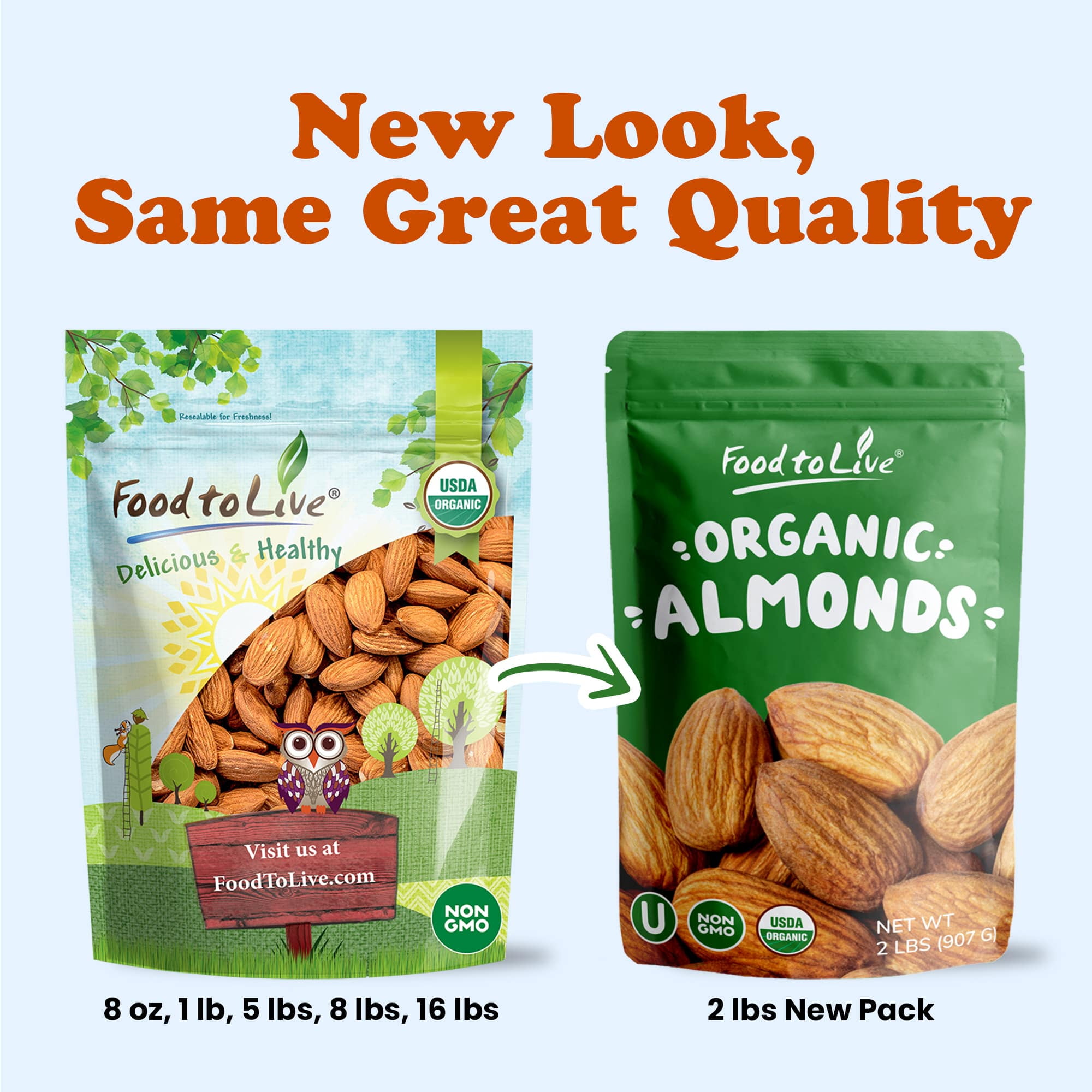 Organic California Almonds, 2 Pounds — Non-GMO, Raw, Vegan — by Food to Live