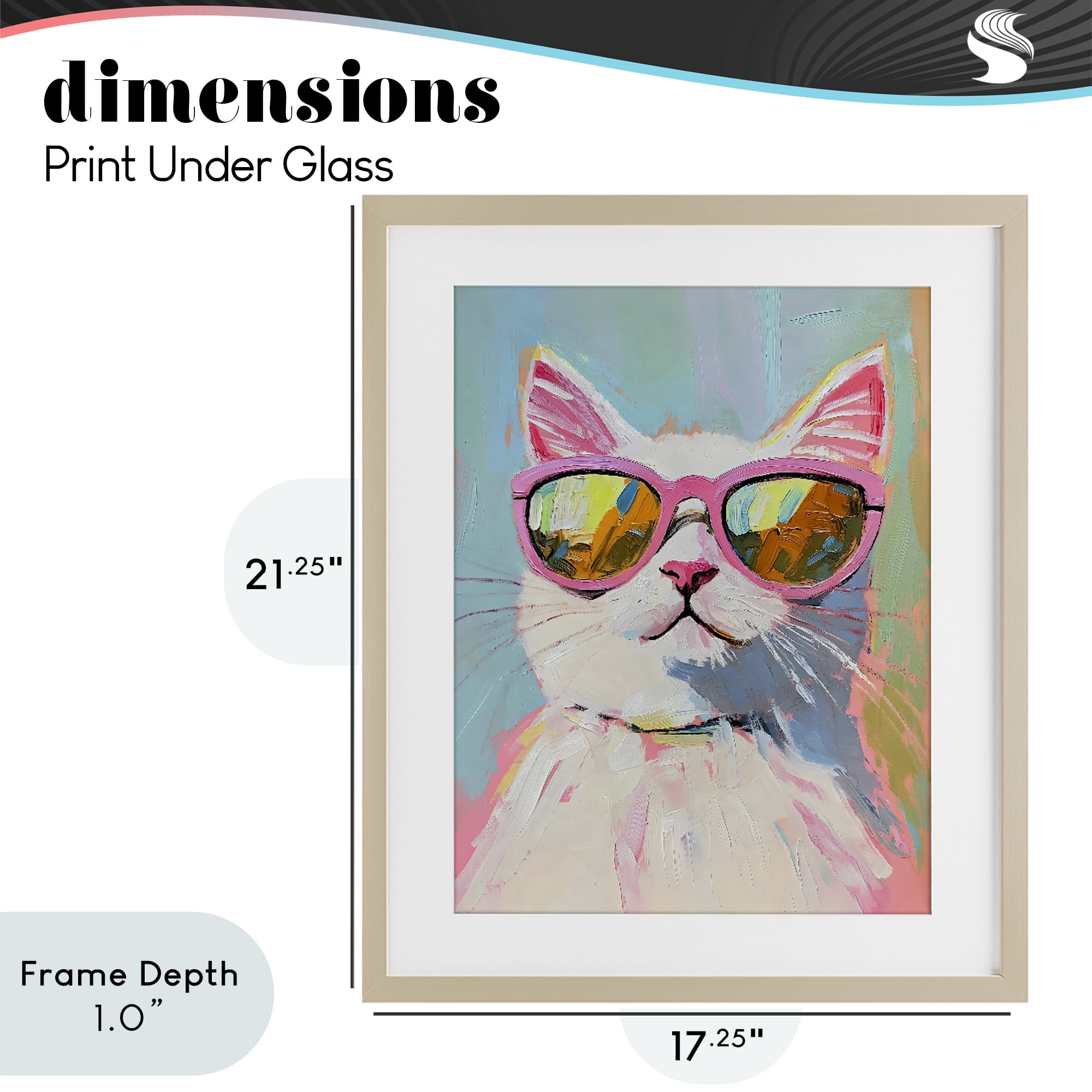 Stupell Industries Cool Cat in Sunglasses Birch Framed Print Under Glass, design by The Prints Vibe