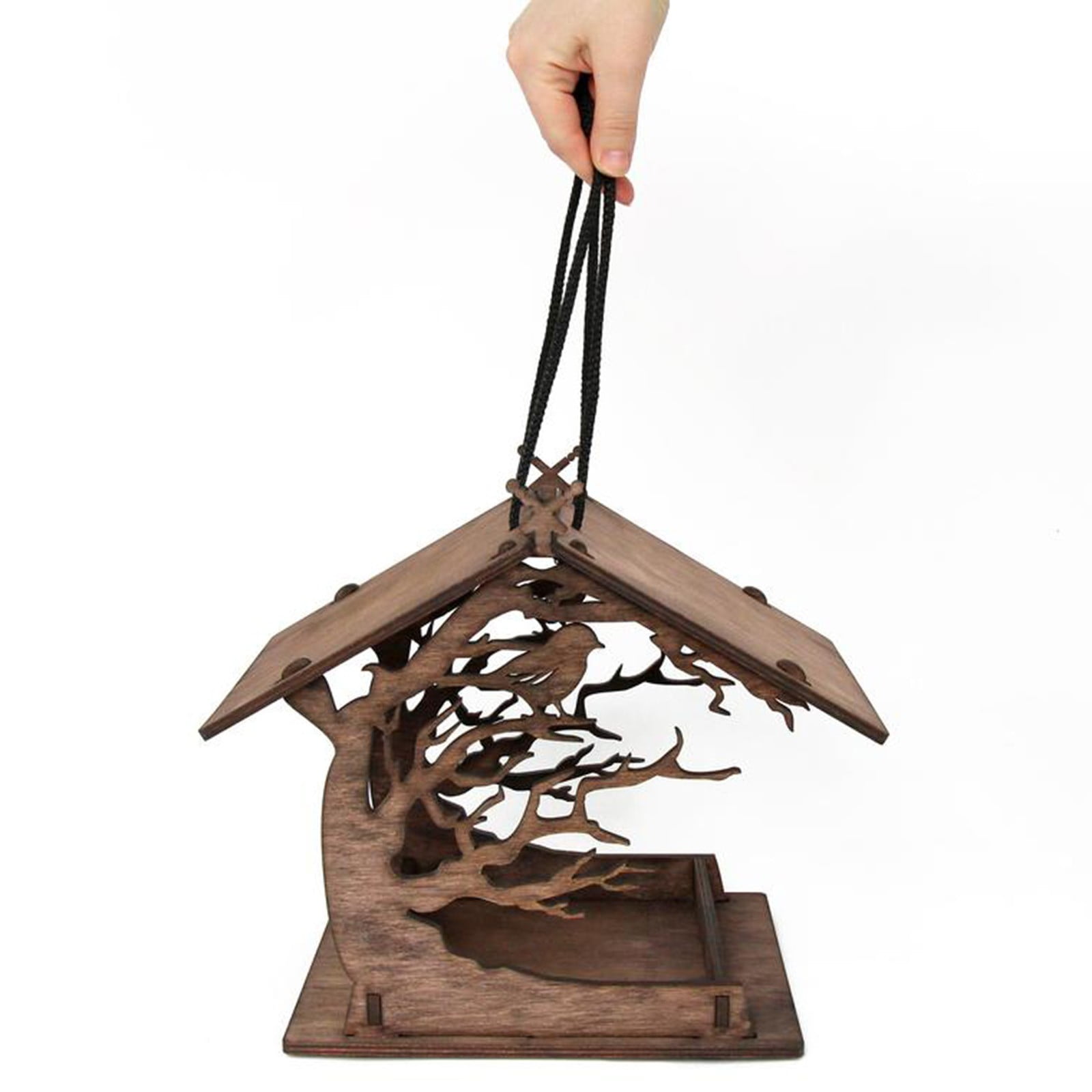 LACKUST Bird Feeders Outdoor Clearance,DIY Wooden Birdhouse Feeder as a Unique Garden Gift for Courtyard and Balcony,Brown