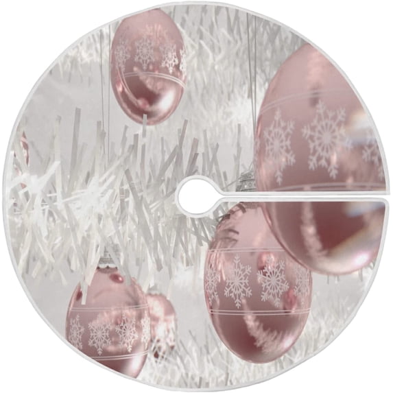 FMSHPON Rose Gold Christmas Ball Xmas Christmas Tree Skirt Stand Mat for Holiday Party Decoration Indoor Outdoor 36 inches