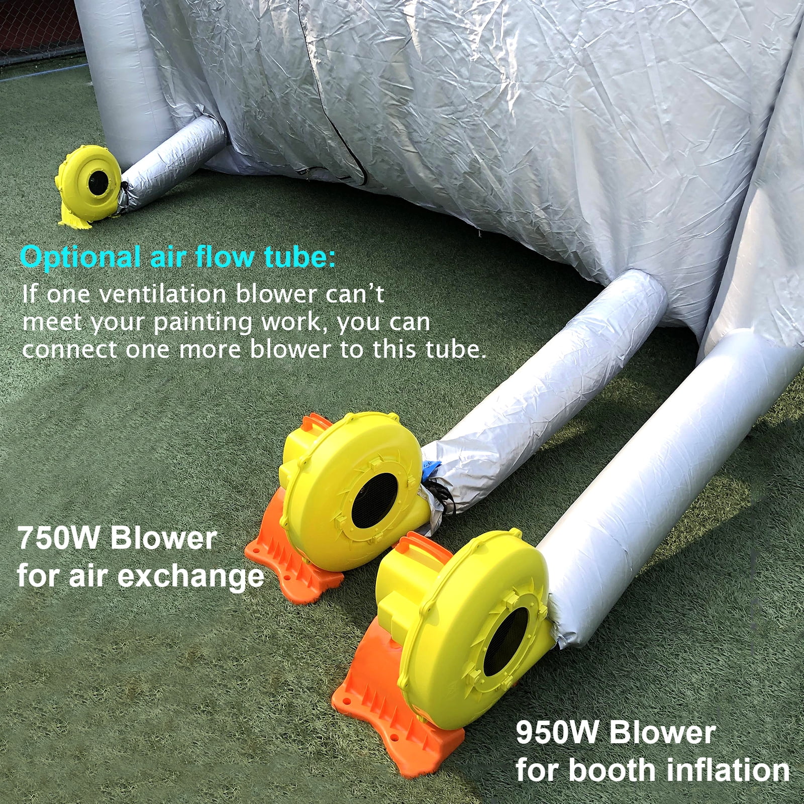 FLAPKWAN Inflatable Paint Booth 28X15X10Ft with 950W+750 Blowers Upgraded Portable Spray Paint Booth with Muliple Filters for Cars, Car Parts, Furnitures and Other Painting and Polishing