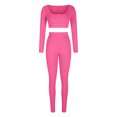 thumbnail image 6 of tarylea 2 Piece Workout Sets for Women Long Sleeve Square Neck Crop Tops High Rise Leggings Casual Ribbed Slim Fitted Yoga Outfits, 6 of 6