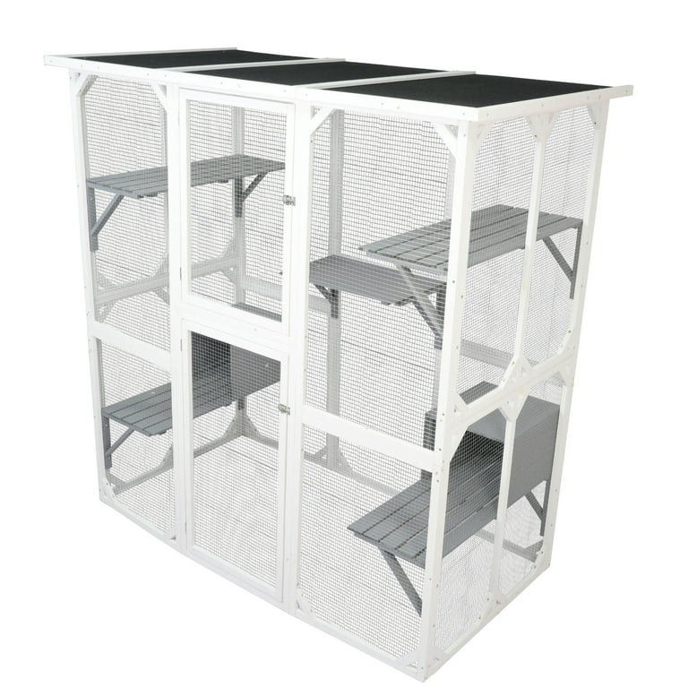 WOODY CAT CAGE ホワイト M optimized Cat Enclosure Outdoor Catio Large Wooden Cat Cage with