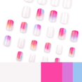 thumbnail image 4 of Uñas postizas Sunset Ombre con degradado rosa y naranja, cortas, cuadradas, reutilizables, de gel brillante., 4 of 5