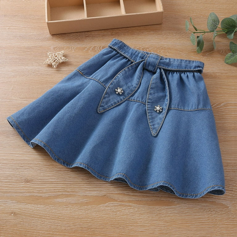 Pleated denim 2024 skirt elastic waist