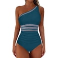 thumbnail image 3 of Oplxuo Women Mesh One Piece Swimsuit - Tummy Control One Shoulder Bathing Suit Cut Out Swimwear 2026, 3 of 7