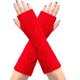 thumbnail image 1 of Guantes sin dedos hechos punto del color sólido de las manoplas con las manoplas del ganchillo del agujero del pulgar, 1 of 5
