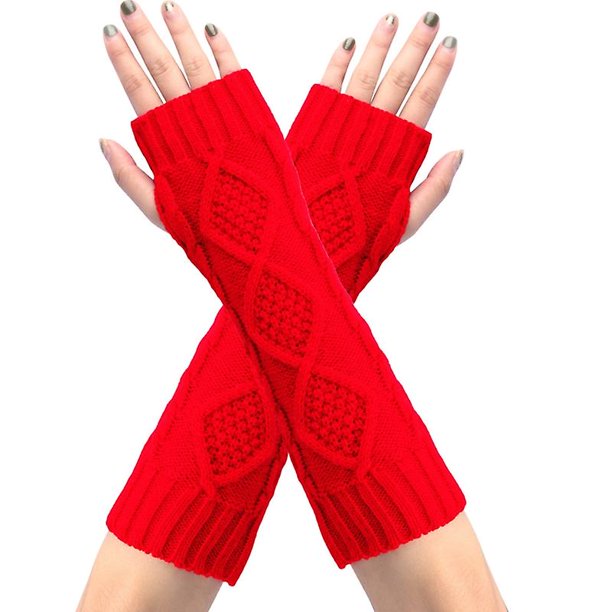 Guantes sin dedos hechos punto del color sólido de las manoplas con las manoplas del ganchillo del agujero del pulgar