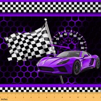 jejeloiu Speed Sport Fabric (3 Yard),Racing Car Purple Honeycomb Sewing Fabric For Girls Kids