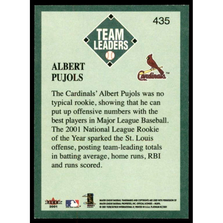 Albert Pujols Rookie Card 2001 Fleer Platinum #435 - Walmart.com