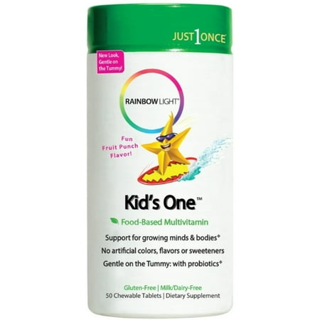 Kids Chewable Tablets - 2 Pack - Rainbow Light Kids One Chewable Multivitamin Tablets, Fruit Punch, 50 ea