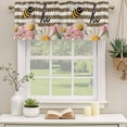 thumbnail image 3 of 2 Pack Valances for Windows, Spring Bees Daisy Window Valances for Living Room/Bedroom/Bathroom, Rustic Tulips Dots Brown Striped Burlap Light Filtering Kitchen Curtain Valance 60"W x18" L, 3 of 9