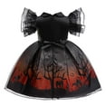 thumbnail image 4 of MIASHUI Robe de Concours d'Halloween pour Filles avec Manches Courtes Imprimées pour Fête Noir, 6-7 Ans, 4 of 7