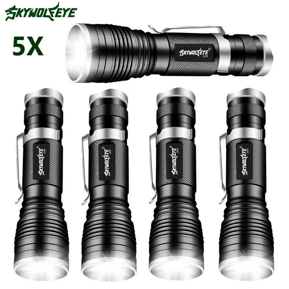 5 Pack Small Super Bright LED Flashlight Mini Portable Work Light Flashlight Zoom