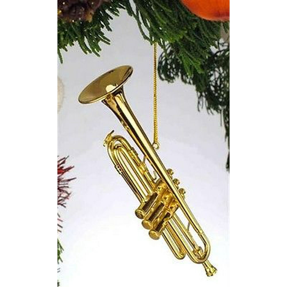 Realistic Gold Trumpet Christmas Ornament 3.5" Tall by Broadway Gifts