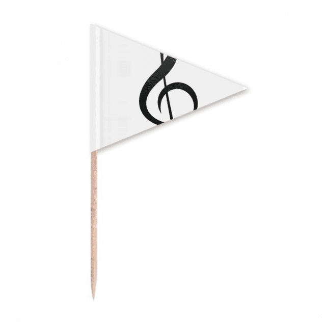 Black Music Treble Clef White Toothpick Triangle Cupcake Toppers Flag