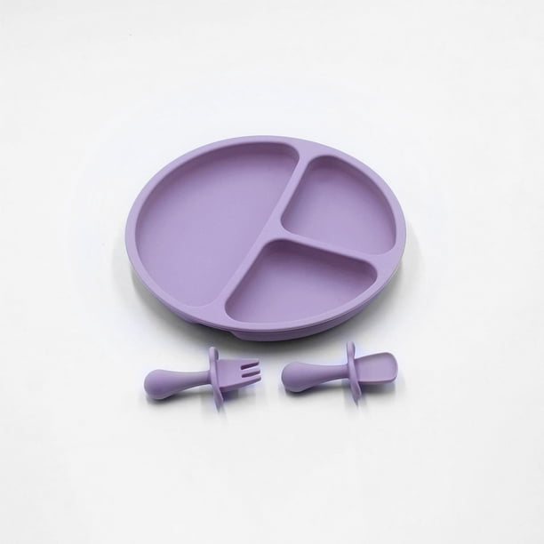 Silicona Flexible Portátil Bebé Plato Cuchara Tenedor Juego Lavable Mano Color sólido Vajilla segura Recién nacido Gadgets de cocina Rosa Monstrate BA000380-04