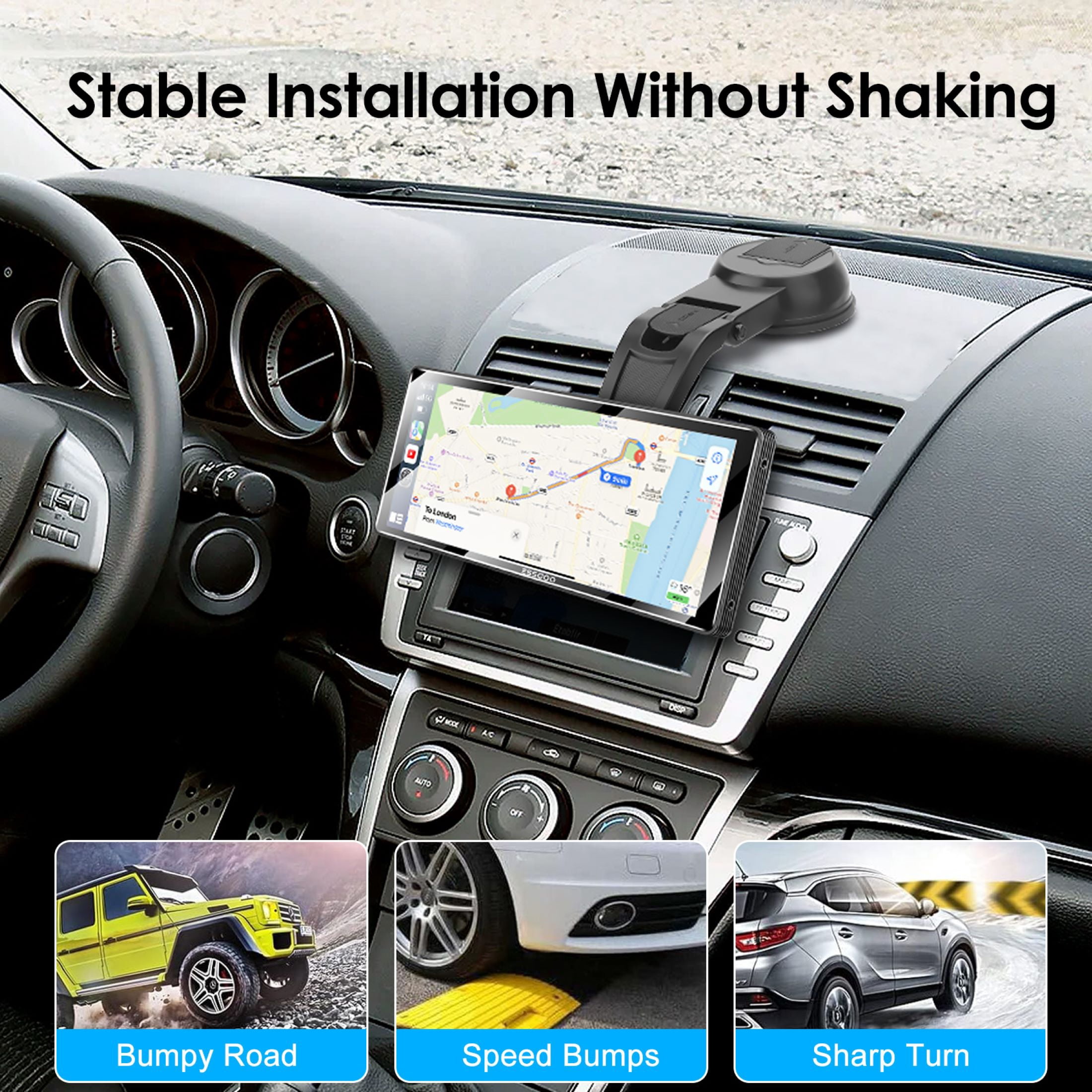 Suction Cup CarPlay Screen Mount, EEEkit 360° Adjustable Windshield Dashboard Car Display Holder Fit for 7" 9" 10.26" CarPlay Screen, Android Auto Monitor, GPS