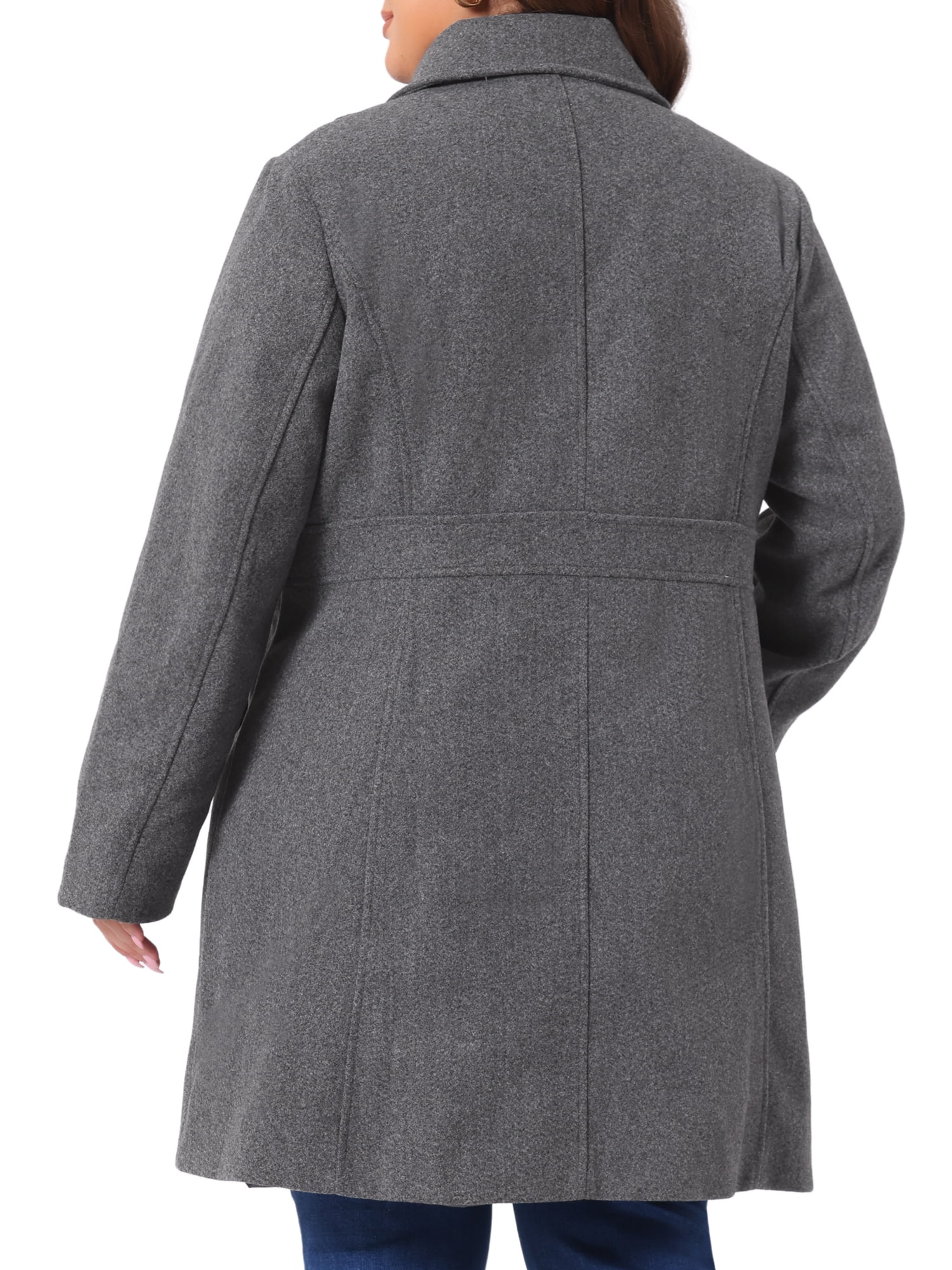 DARING DIVA Women's Plus Size Notched Lapel Single Breasted Coat 1X Dark Gray