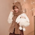 thumbnail image 6 of MIASHUI Women's Bear Ear Hat and Scarf Set Lined Winter Cap with Built-in Scarf Cute and Warm Coffee, 6 of 9