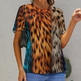 thumbnail image 6 of Leopard Print Pattern Womens Tops Women's Fashion Casual Short Sleeve Flower Print Round Neck Pullover Top Blouse, 6 of 6