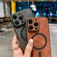 thumbnail image 4 of Luxury Magsafe Wireless Leather Case For iPhone 15 Pro Max 14 Plus 13 Pro 12 11 XR XS X Phone Protective Back Cover Case, 4 of 5